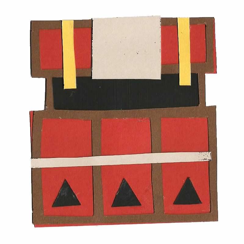 scan of a papercut simplified drawing of the red item box from Monster Hunter