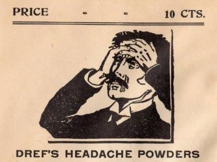Vintage newspaper ad for Dref's Headache Powders