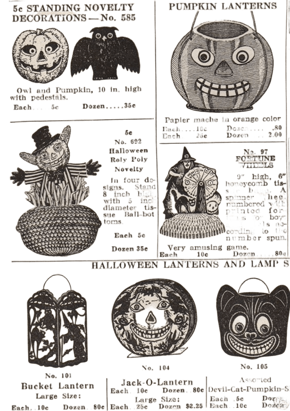 Vintage newspaper ad for Halloween party favors