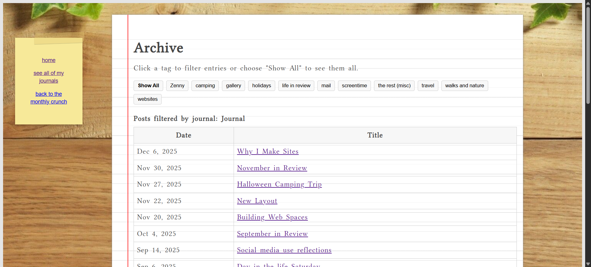 screencap of the current website archive page